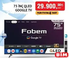 FOBEM 75 İNÇ QLED GOOGLE TV AKILLI TELEVİZYON